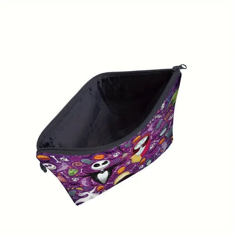 THE NIGHTMARE BEFORE CHRISTMAS Zip Makeup Bag Fashion Cosmetic Pouch PURPLE JACK