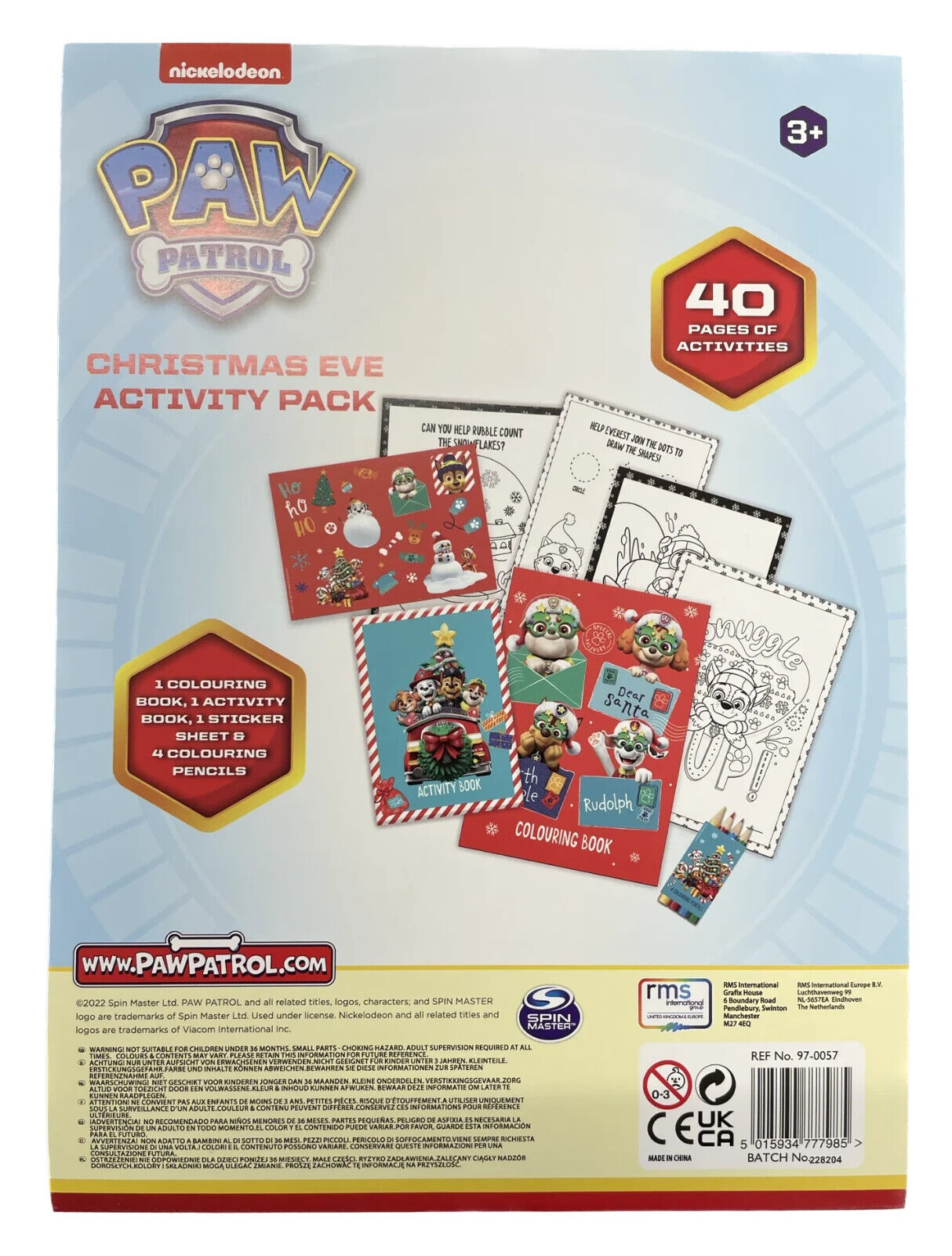 Paw Patrol Christmas Eve Activity Pack Arts Crafts Stickers Pencils NICKELODEON
