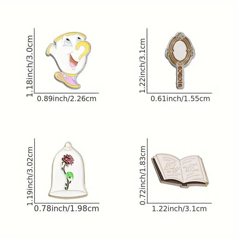 BEAUTY AND THE BEAST Pin Badges BADGE CHIP ROSE MIRROR BOOK