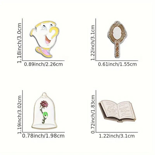 BEAUTY AND THE BEAST Pin Badges BADGE CHIP ROSE MIRROR BOOK