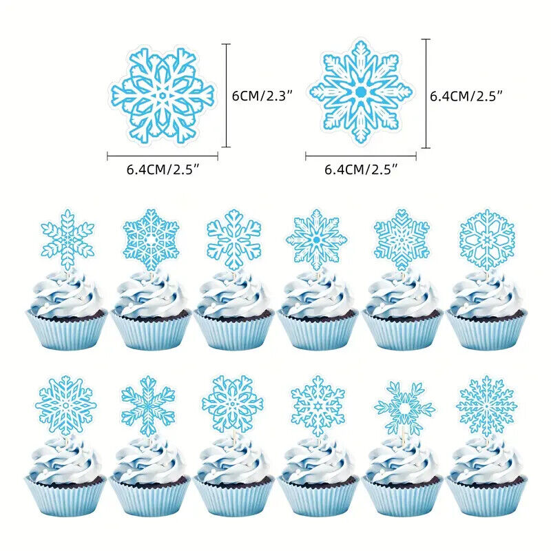 Frozen Winter Snow Party Decorations Balloons Birthday Kids Banner Cake Toppers