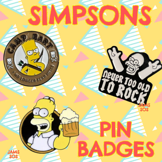 Homer BART Simpson pin badge Never too old to rock Metal Enamel Simpsons CAMP