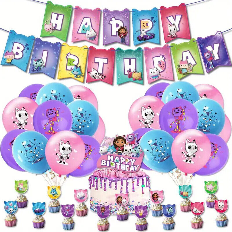 Gabbys Dollhouse Theme Kids Birthday Party Supplies Decorations gabby's Balloon