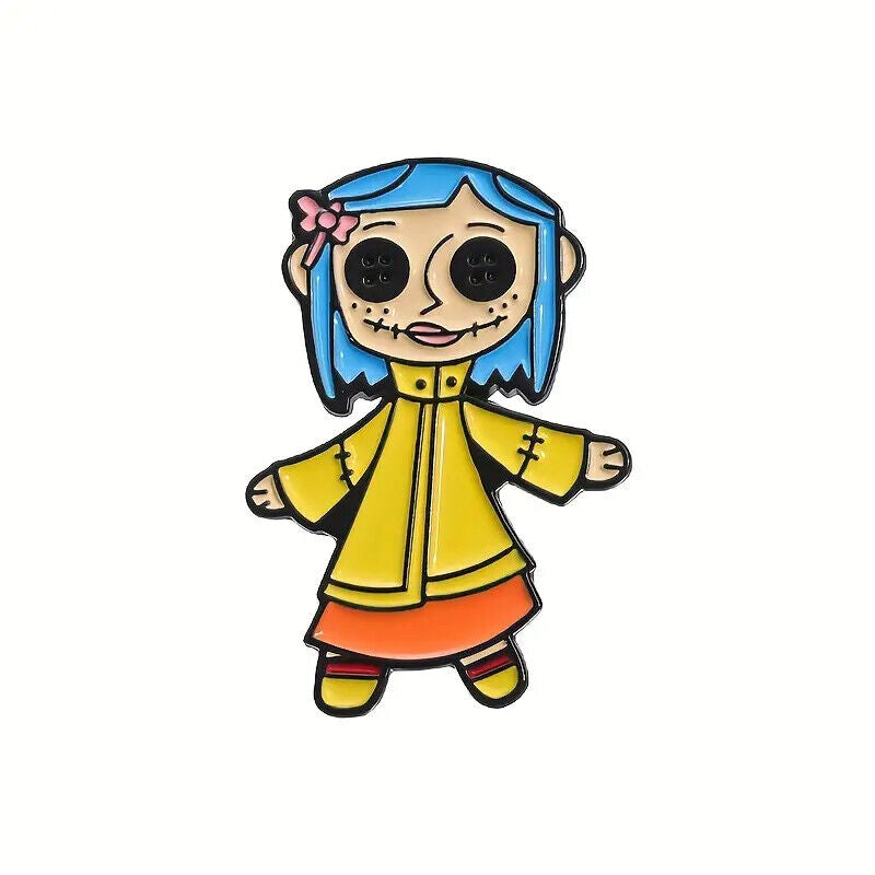 Coraline Doll Pin Enamel Metal Badge Lapel Button Cult Movie FAMILY