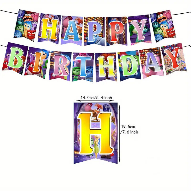 DISNEY PIXAR INSIDE OUT 2 Party Decorations Balloons Birthday Kid Banner Cake