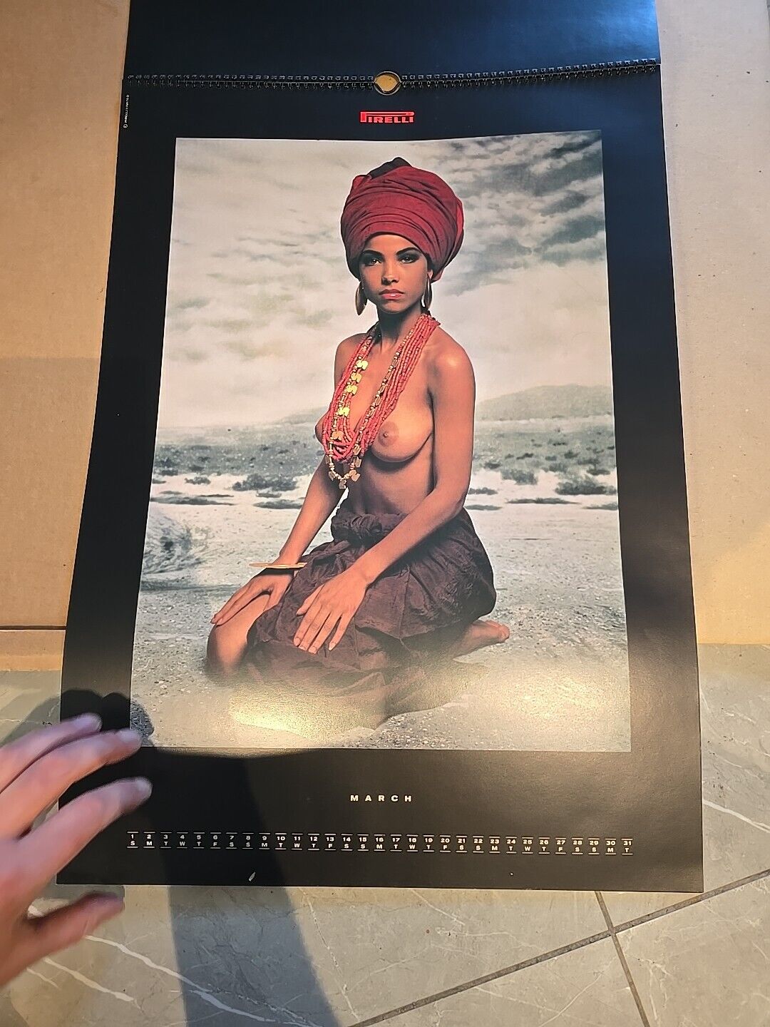 VINTAGE Pirelli 1987 printed calendar all 12 months cover original box BLACK