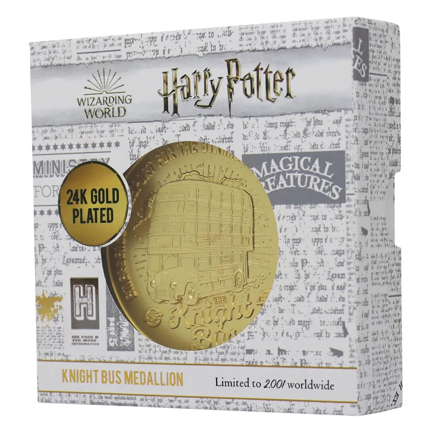 Harry Potter 24k Gold Plated Knight Bus Limited Edition Medallion Only 2001 DUST