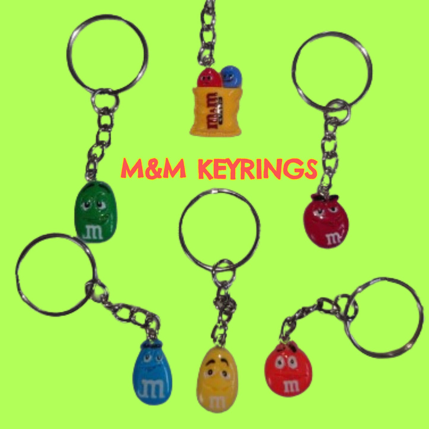 Novelty 3D Keyring Gift M&M Kids & Adult Birthday Charm M&Ms Chocolate key chain