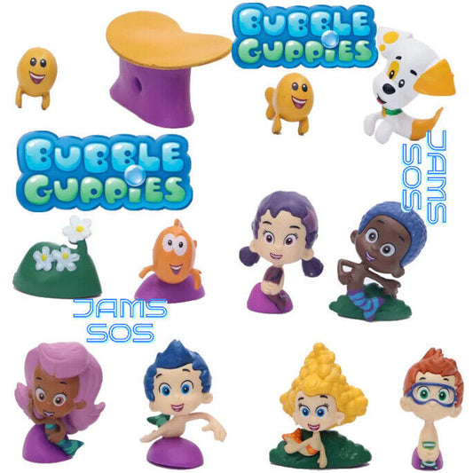 Cartoon Bubble Guppies Gil Molly Nonny Vinyl 2" Figure Toy Cake Topper NICK JR
