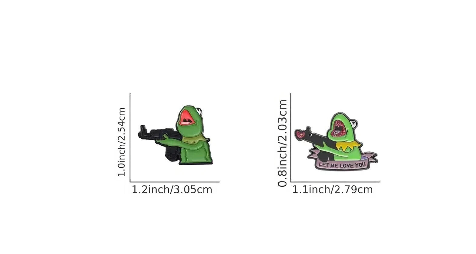KERMIT THE FROG Metal Enamel Pin Badge Retro Kids Adult Teen FUNNY COMICAL GUN