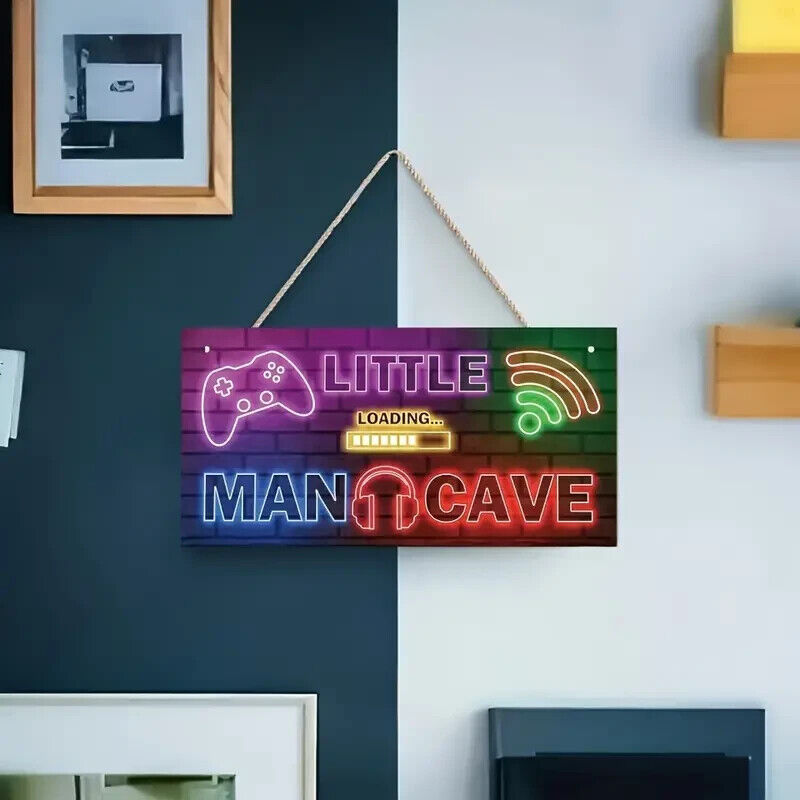 Gamer Boys Bedroom Sign Little Man Cave Hanging Gaming Wall Decor WOOD XBOX PS5