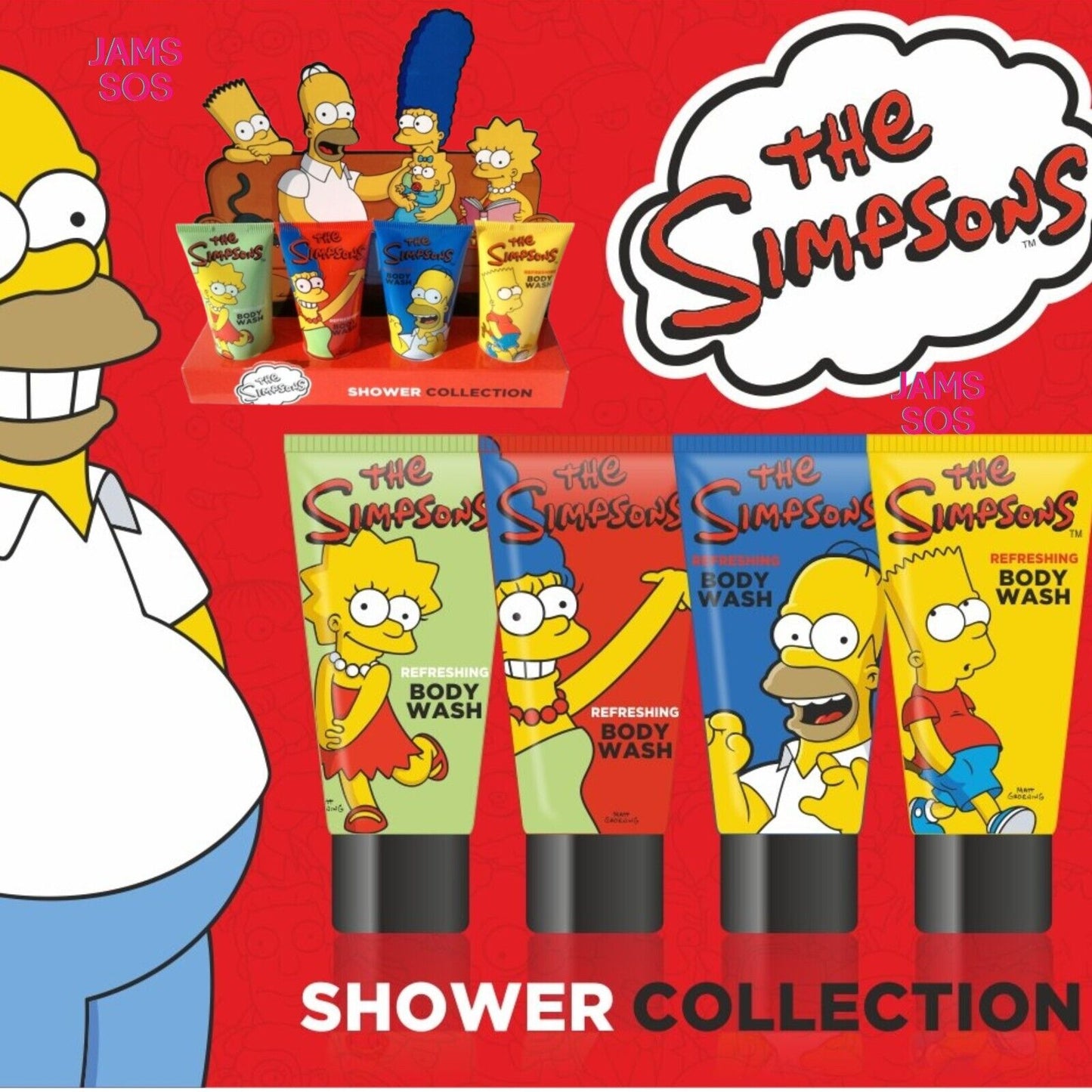 THE SIMPSONS SHOWER COLLECTION GIFT SET 4 X 50ML BODY WASH HOMER BART MARGE