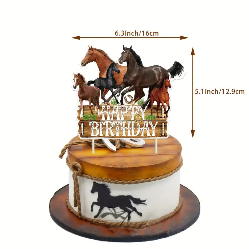 Animal Horse Theme Birthday Party Set Balloons Banners Cake Decorations BROWN