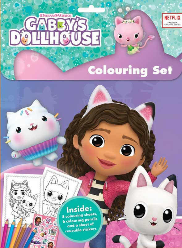 Gabby's Dollhouse Colouring Set Sticker book jumbo colouring book
