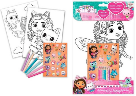 Gabby's Dollhouse CAT ADVENTURES Colouring Activity Set Stickers Colour Pencils
