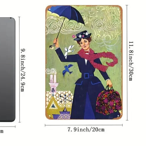 DISNEY MARY POPPINS TIN SIGN WALL GIRL BEDROOM NANNY GIFT XMAS UMBRELLA
