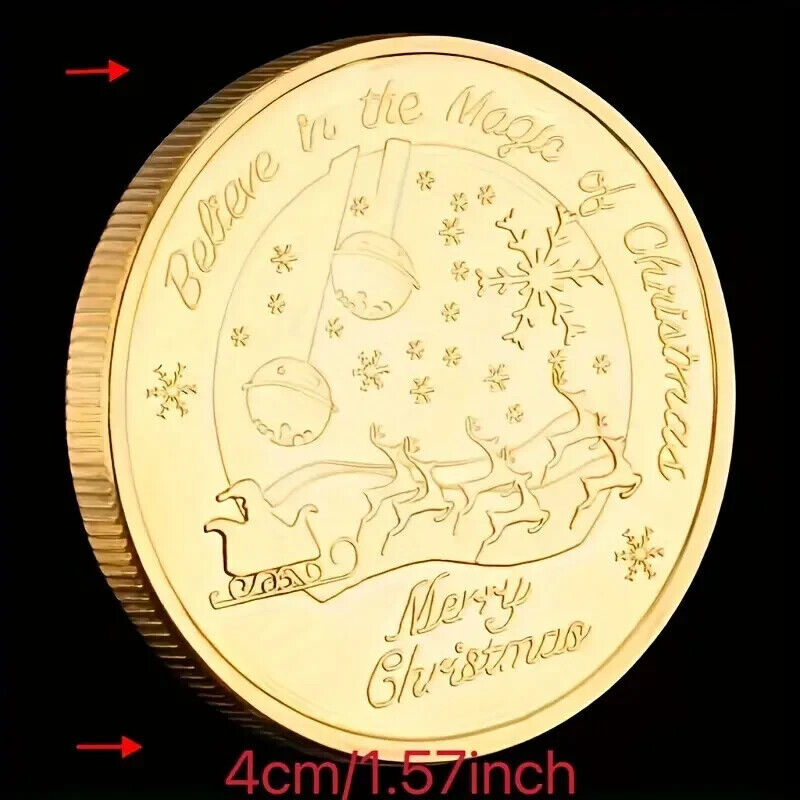 SANTA CLAUS WISHING COIN SILVER GOLD Coins BELIEVE IN THE MAGIC OF CHRISTMAS