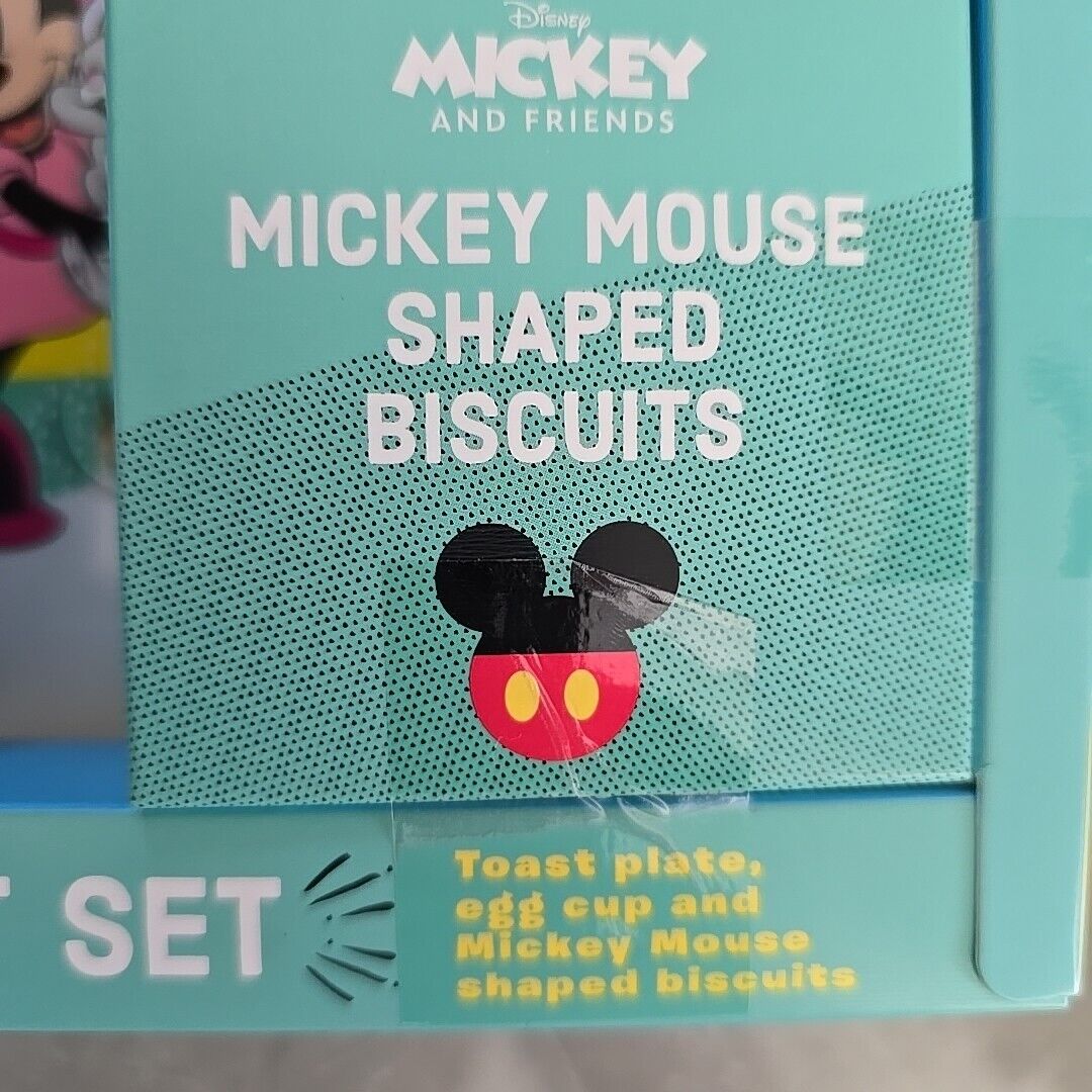 Mickey Mouse Breakfast Gift Set Toast Shaped Plate Egg Cup & Mickey Biscuits