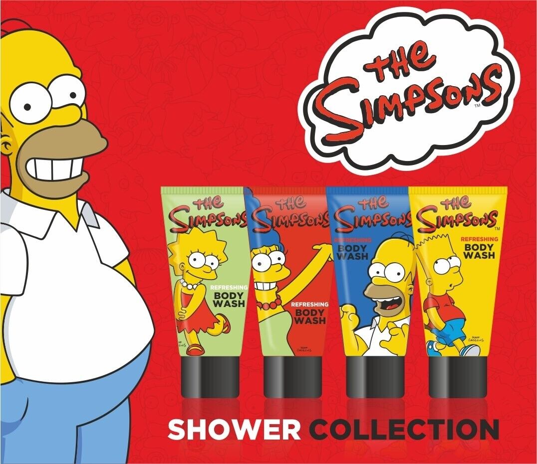 THE SIMPSONS SHOWER COLLECTION GIFT SET 4 X 50ML BODY WASH HOMER BART MARGE