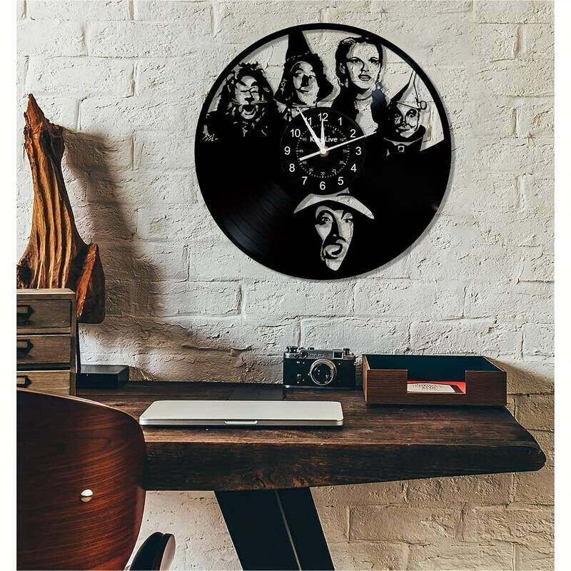 The Wizard of Oz Vinyl Wall Clock Gift Dorothy Witch Magic Yellow Brick Road