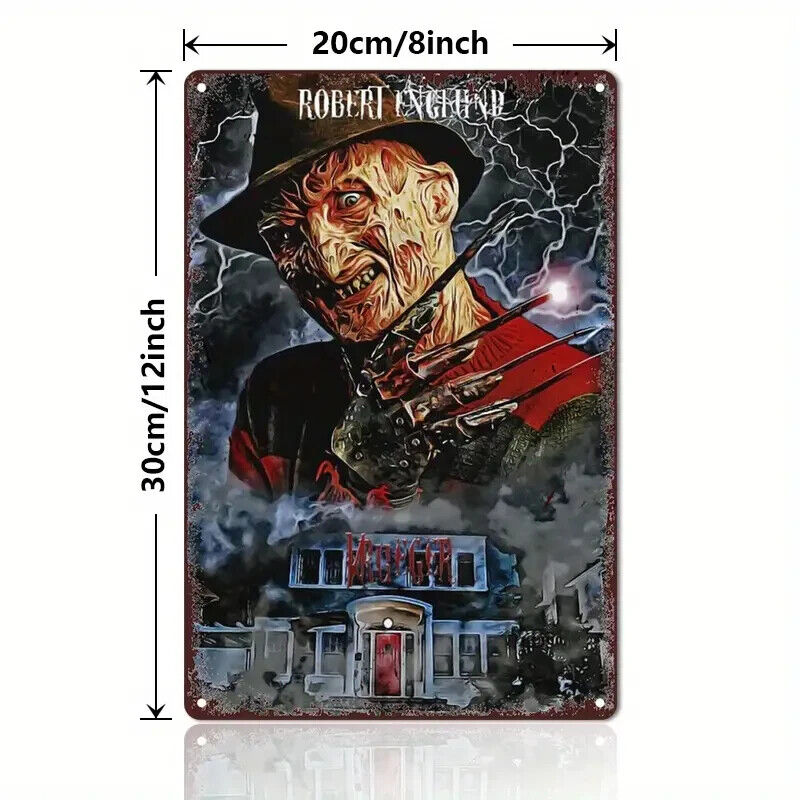 NIGHTMARE ON ELM STREET Tin Metal sign Halloween Horror Art Deco Movie COMIC