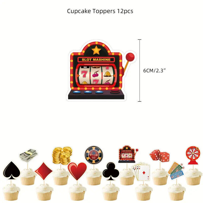 Casino Poker Balloon Party Birthday Decorations Craps Roulette Cards Cake Luck