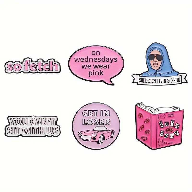 MEAN GIRLS PIN BADGE GIFT SO FETCH TEEN MOVIE BURN BOOK YOU CANT SIT WITH US