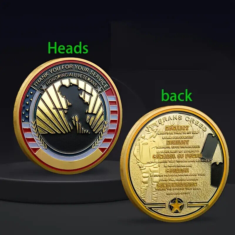 VETERAN Commemorative Coins Veteran Tribute Military Challenge Coin