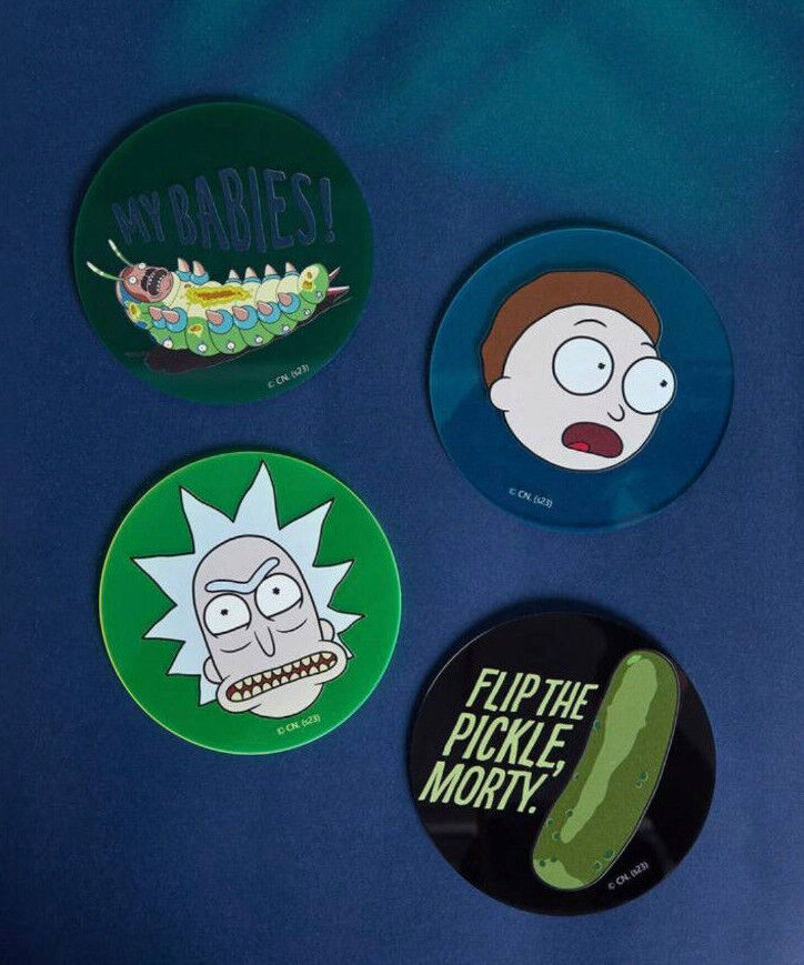 Coaster Rick And Morty Acrylic Coffee Tea Drink Cup Mat Gift Present Cartoon Art