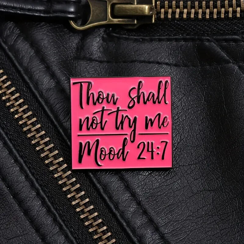 Enamel Metal Pin Badge Accessory Thou Shall Not Try Me Mood Funny Quote Bible