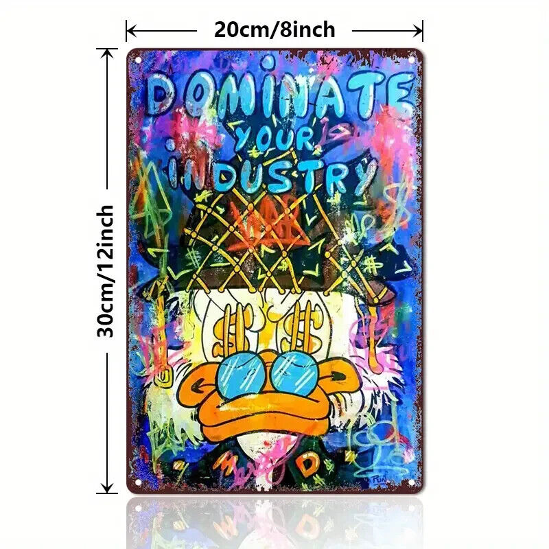 SCROOGE MCDUCK DOMINATE YOUR INDUSTRY Tin Metal sign GIFT Art Deco Movie DOLLAR