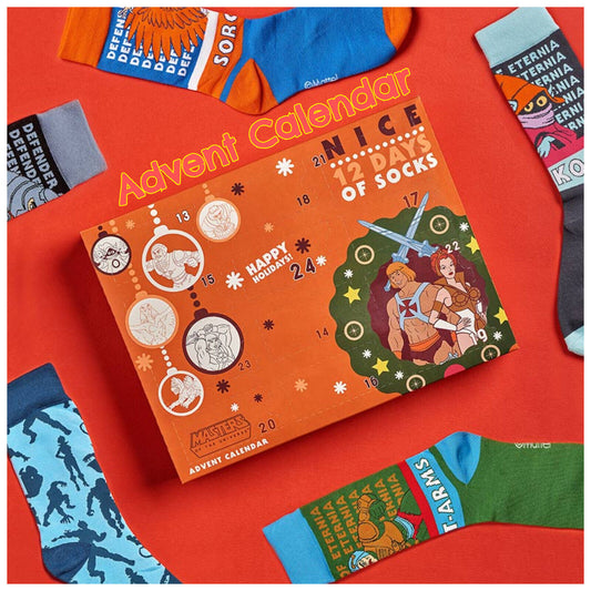 HE-MAN THE MASTERS OF THE UNIVERSE ‘NICE’ 12 DAYS OF SOCKS ADVENT CALENDAR Xmas 