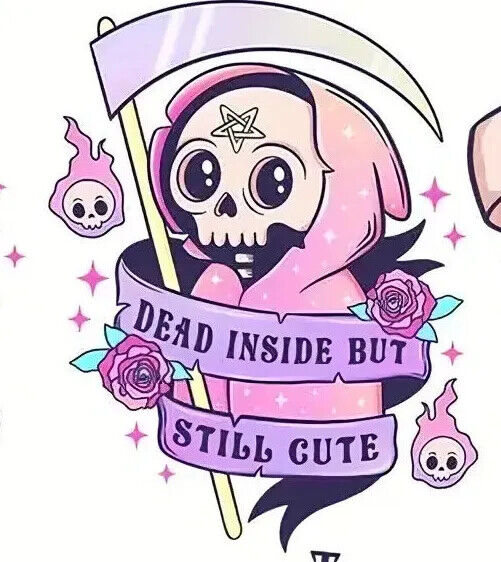 Spooky IRON-ON TRANSFER Flower Spell Pink Skull Skeleton Witch Cute Halloween