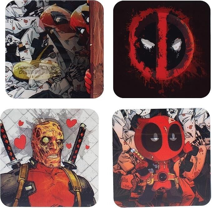 DEADPOOL LENTICULAR Coaster SET Officially Licensed WOLVERINE DIE LOGO ANTIHERO
