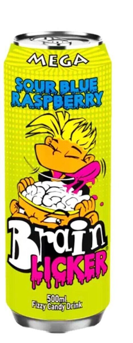 MEGA Brain Licker Sour Blue Raspberry STRAWBERRY Soda 500ml Can USA Import DRINK