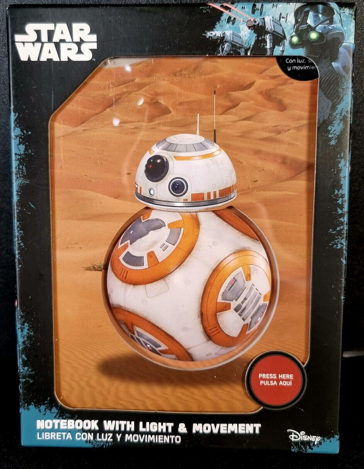 Star Wars BB8 Notebook with Lights & Movement New & Sealed YODA LUKE DISNEY