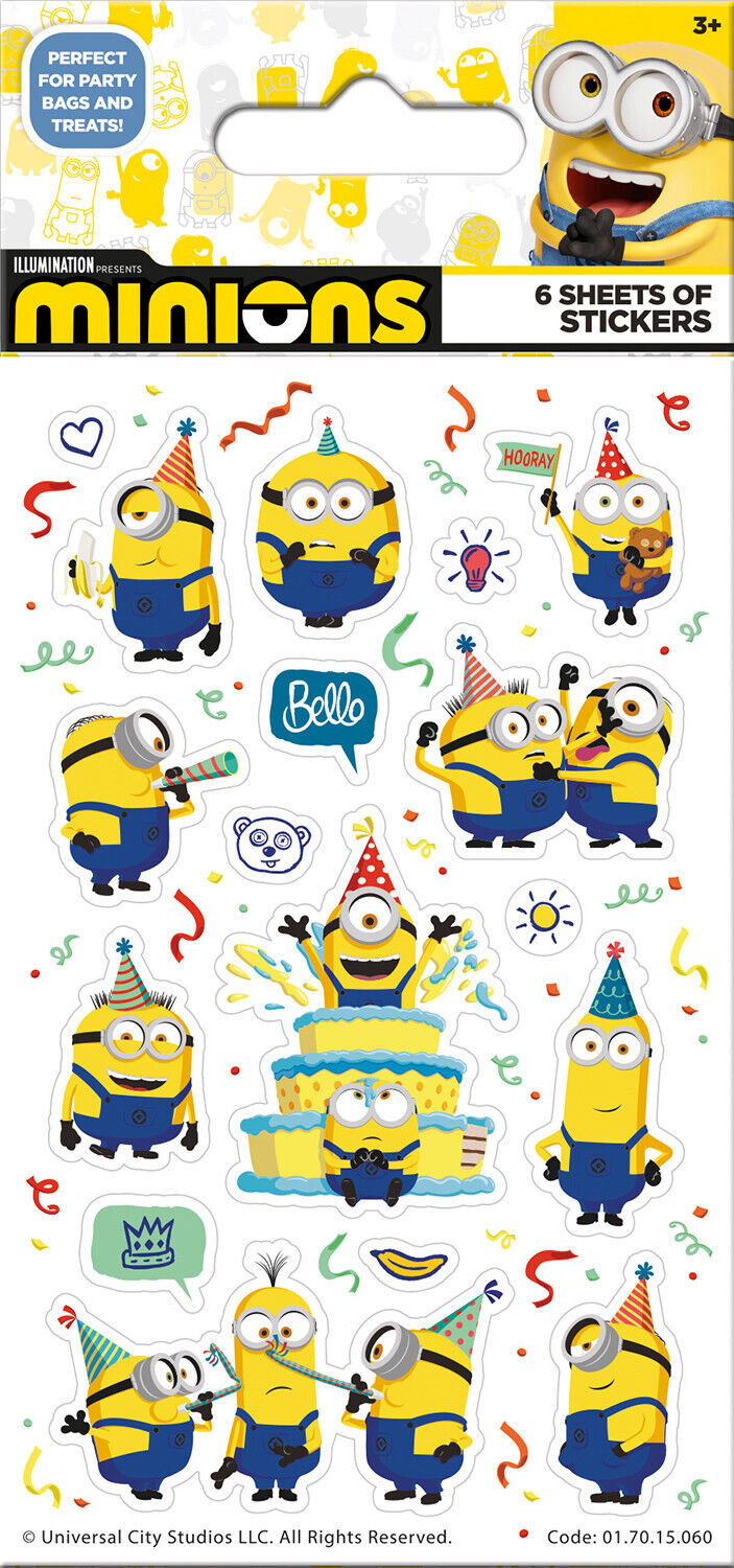 Minions RIse of Gru FOIL PARTY SPARKLY STICKERS MINION GIFT REWARD STOCKING