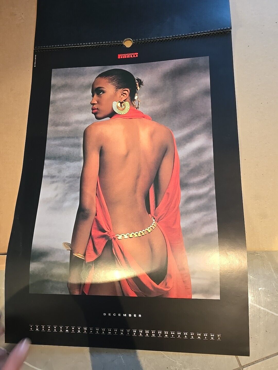 VINTAGE Pirelli 1987 printed calendar all 12 months cover original box BLACK