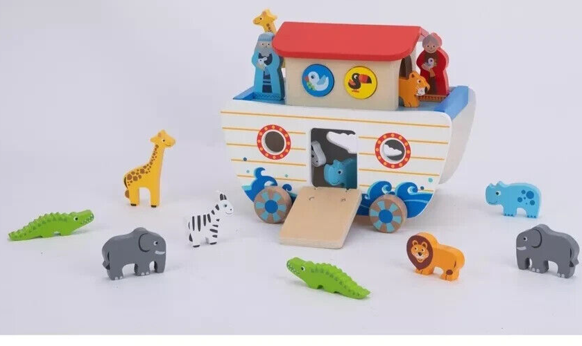 Toylife Unisex Wooden Noahs Ark Pre-School Toy ANIMALS EDUCATIONAL XMAS