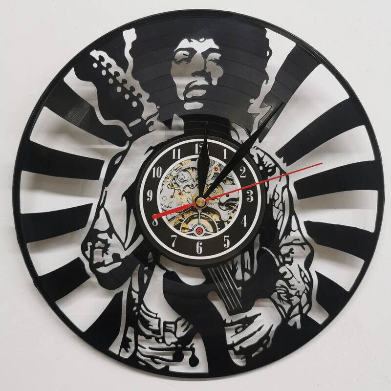 Jimi Hendrix Vinyl Wall Clock Gift Birthday Holiday Art Home Decor Design Music