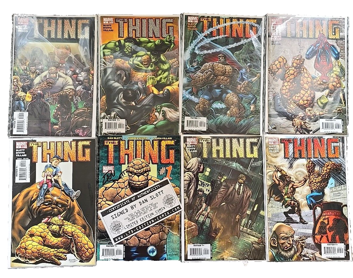 THE THING FULL SET # 1-8 2006 SIGNED BY DAN SLOTT NEVER READ MARVEL CIRTIFICATE