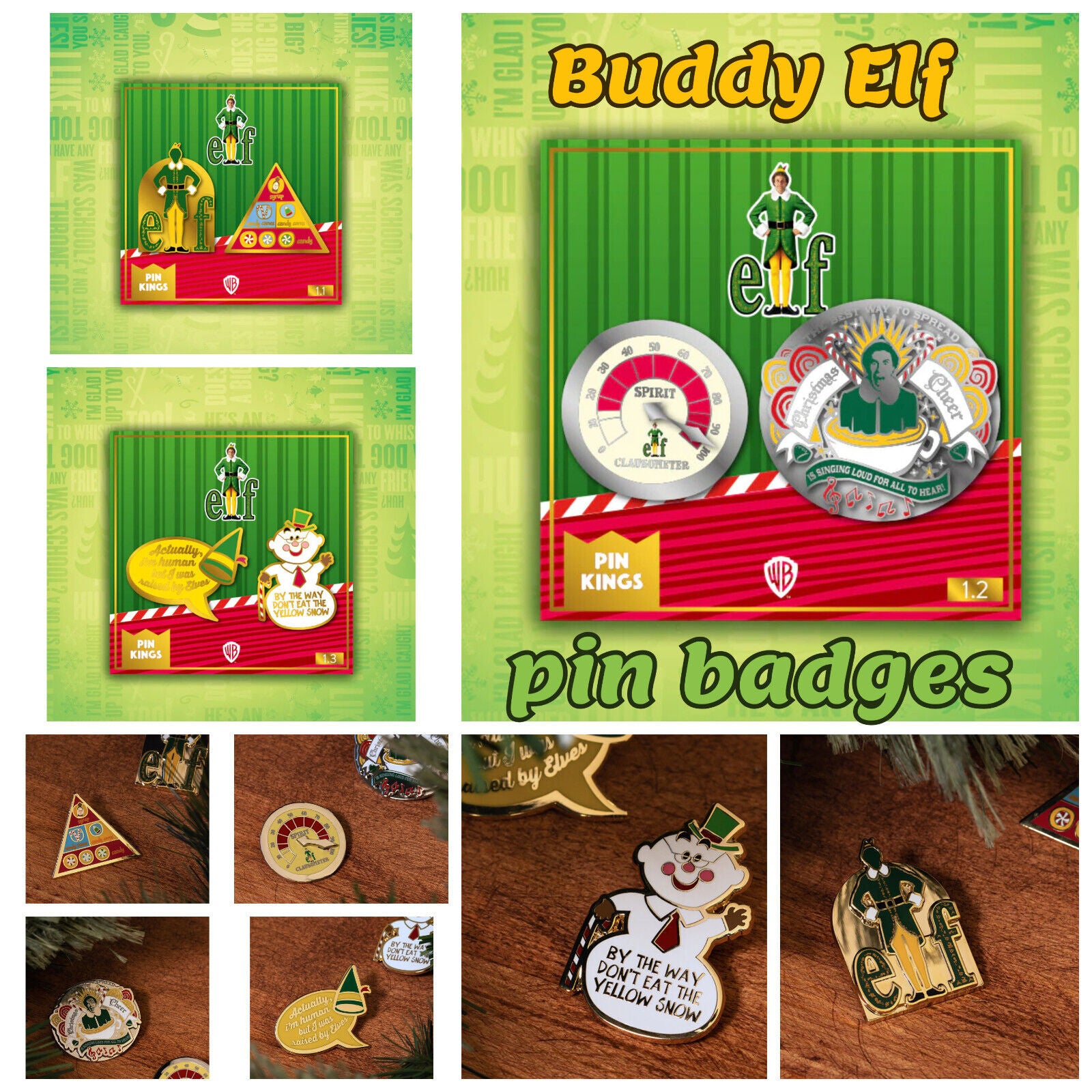 BUDDY Elf Christmas Enamel Pin Badge Set SETS XMAS SNOWMAN SPIRIT CHOOSE YOURS