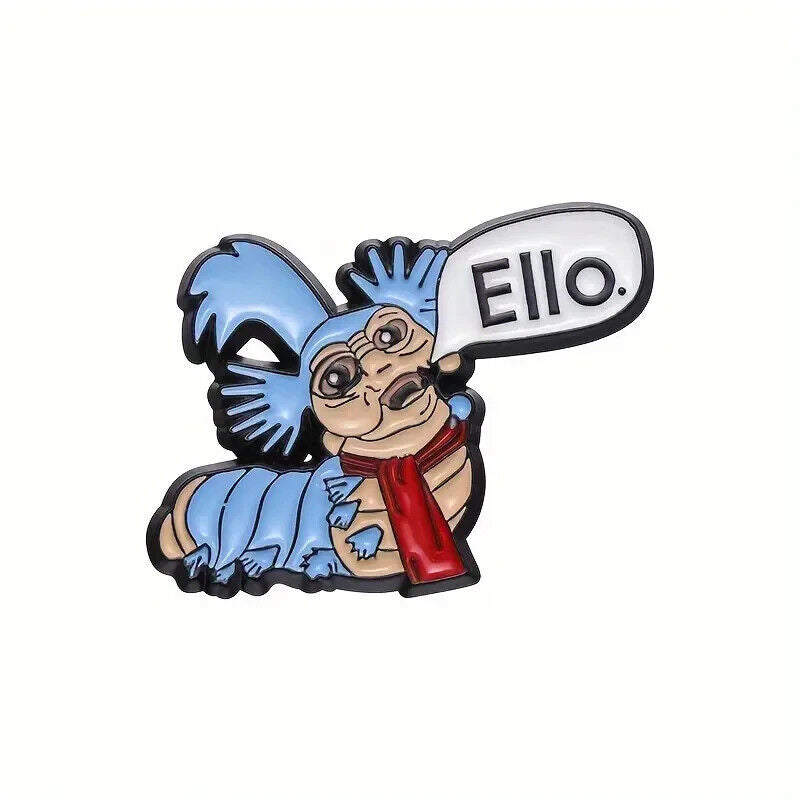 LABYRINTH BLUE WORM ELLO! Brooch Pin Funny Interactive Enamel Badge Pins Gift