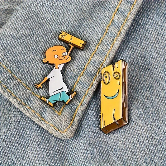 ED EDD n EDDY JOHNNY & PLANK Metal Enamel Pin Badge CARTOON NICKELODEON KIDS