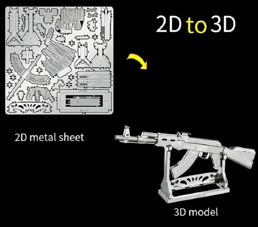 AK-47 3D Metal Puzzle Model Kits DIY Laser Cut PuzzleS Jigsaw Toy GUN SHOOT