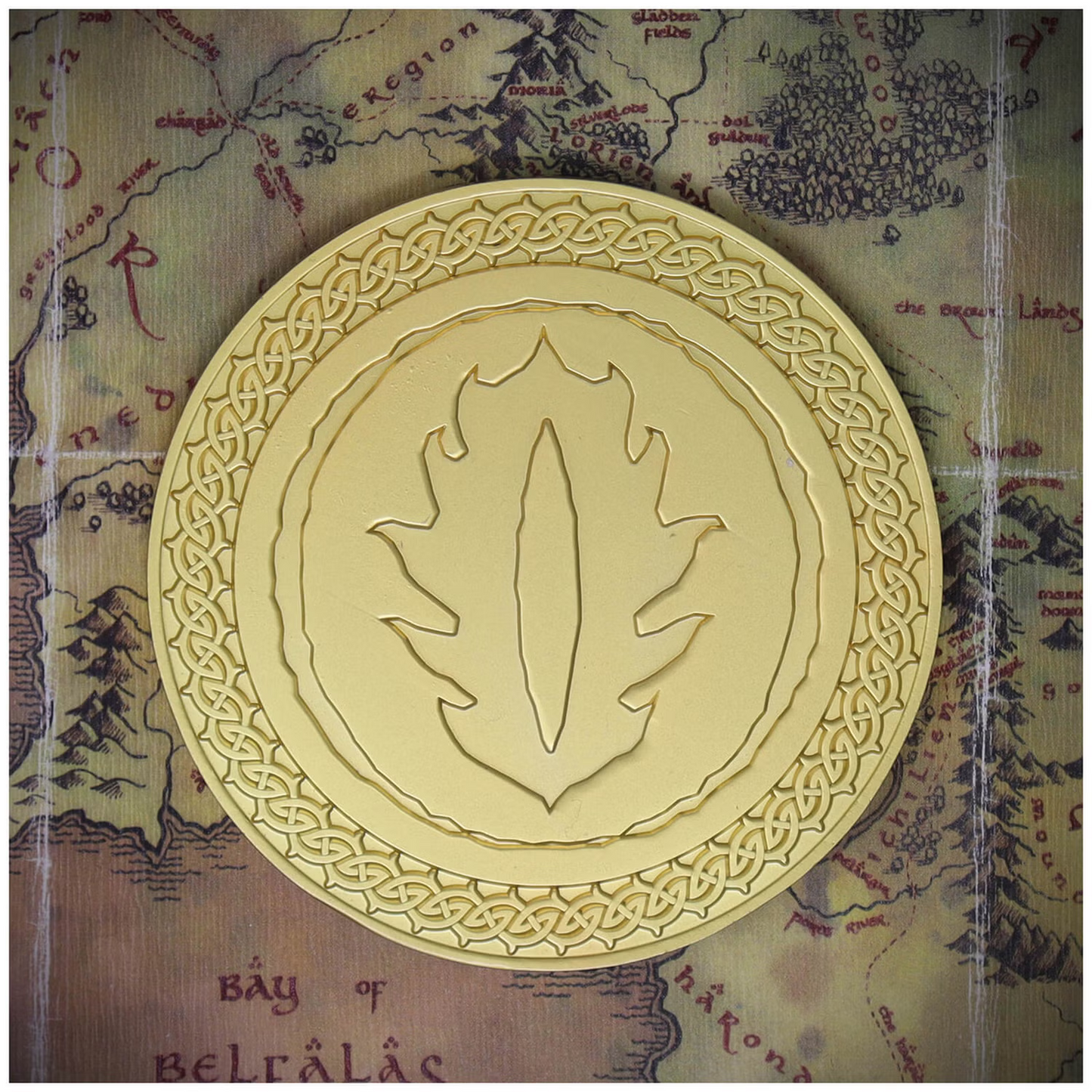 LIMITED EDITION Lord of the Rings 24k Gold Plated MORDOR Medallion LOTR MAP