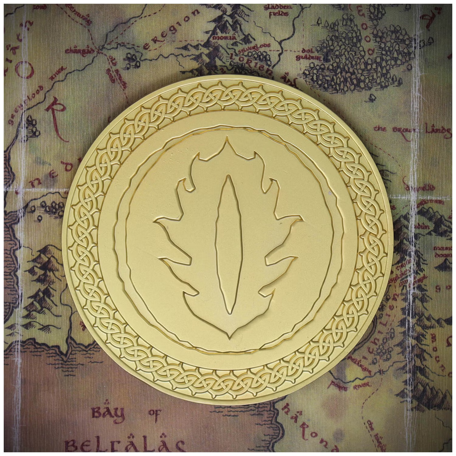 LIMITED EDITION Lord of the Rings 24k Gold Plated MORDOR Medallion LOTR MAP