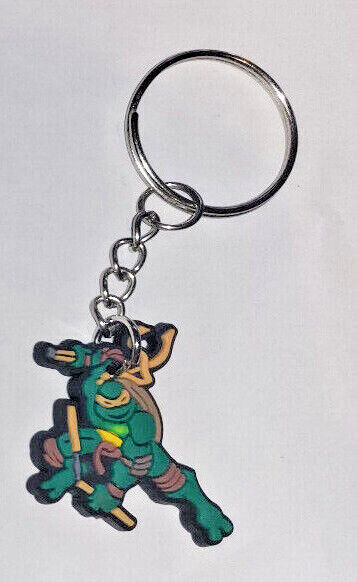 Teenage Mutant Ninja Turtles TMNT Keyring Keychain Rubber Donatello Michelangelo