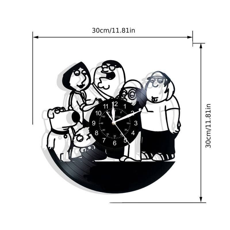 Family Guy Vinyl Wall Clock Records Decor Gift Birthday Holiday Home Decor