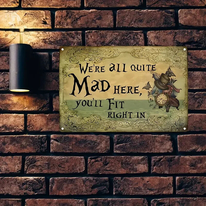 ALICE IN WONDERLAND Tin Metal sign GIFT Art Deco Movie MAD HATTER DISNEY